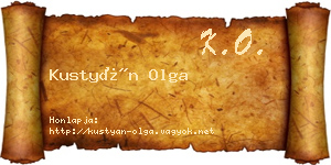 Kustyán Olga névjegykártya